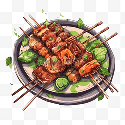 卡通果蔬海报图片_卡通手绘美食烧烤烤串