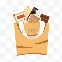 卡通超市面包图片_购物袋超市食物袋子