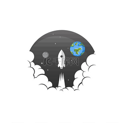 地球云图片_太空探索飞船标志符号矢量艺术