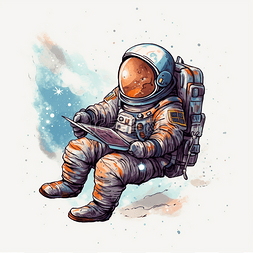 卡通可爱宇航员图片_可爱宇航员空中作业