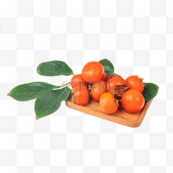 硬脆柿子图片_秋季成熟果实黄柿子