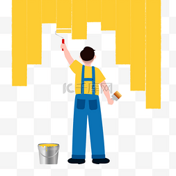 家装节活动页图片_装修刷墙粉刷匠家装节工人涂料刷