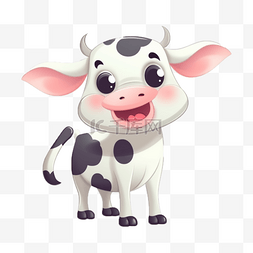 卡通可爱手绘动物小动物元素奶牛