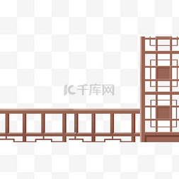 古代围栏木窗