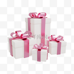 丝带礼品盒子图片_3DC4D立体礼物盒
