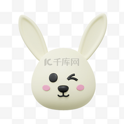 眨眼表情包图片_3DC4D立体可爱兔头