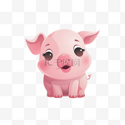 卡通可爱小动物元素手绘猪
