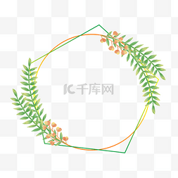 绿色的框图片_树叶植物花环水彩婚礼边框