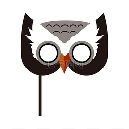 耳听力图片_平面中的猫头鹰鸟狂欢节面具矢量
