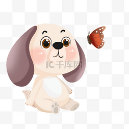 可爱的小狗装饰图片_卡通可爱动物小狗和蝴蝶