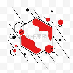 红色组合边框图片_六边形与线条组合对话框