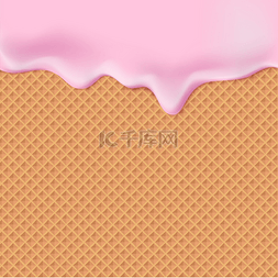 华夫饼卡通图片_Flowing pink glaze on wafer
