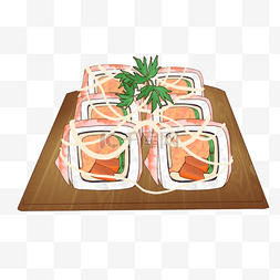 卡通风格日本料理寿司
