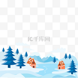 边框景色图片_冬季下雪户外雪景景色底边