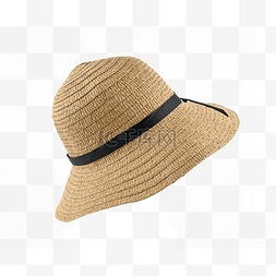 浅褐色绸带度假沙滩帽