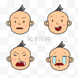 四个可爱卡通婴儿简笔画表情包
