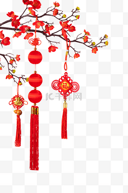 中国画素描图片_新年梅花灯笼中国结挂饰