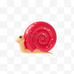 红色C4D立体仿真动物蜗牛