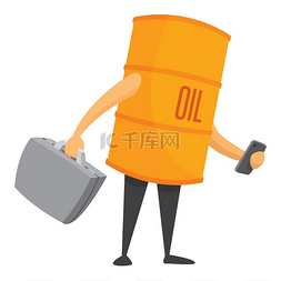 化石能源图片_油桶的卡通插图与业务组合和短信