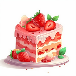 粉色弥撒光图片_粉色的草莓奶油蛋糕