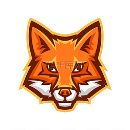 动物的皮毛图片_吉祥物程式化的狐狸头。