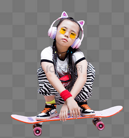 儿童运动会项目图片_滑板女孩运动酷炫