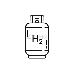 氢元素图片_氢气罐隔离细线图标装有2绿色能
