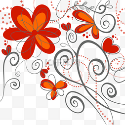 花卉植物蝴蝶抽象线稿