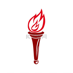 红色的火图片_燃烧的火炬孤立了体育冠军的象征
