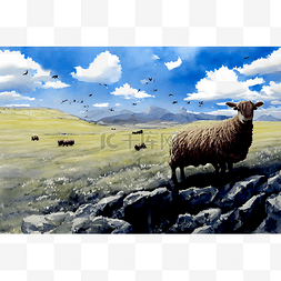 草原上的图片_草原上的羊