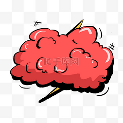 云朵剪纸图片_卡通风格爆炸红色云朵
