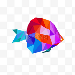 抽象鱼图片_彩色几何形状低聚抽象鱼