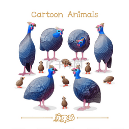 动物动画图片_ 卡通系列卡通动物︰ 珍珠鸡