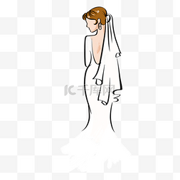 新娘白色婚纱水彩婚礼画像