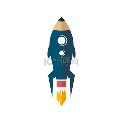 铅笔火箭图片_太空火箭飞船铅笔标志图标符号矢