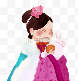 中秋节古风女孩吃月饼