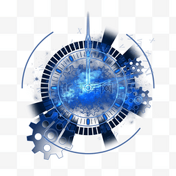蓝色发光钟表光效抽象时间