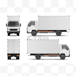 侧翻盒样机图片_白色现实的运货卡车。卡车为广告