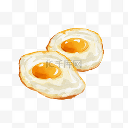 比鸡蛋鸡蛋图片_手绘水彩早餐煎蛋手账贴纸