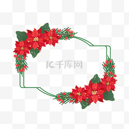 圣诞广告背景图片_圣诞一品红花边框自然