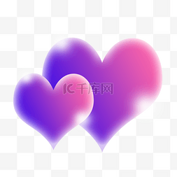 两颗紫色浪漫情人节爱心