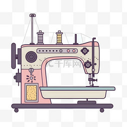 扁平风格手绘缝纫机