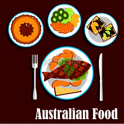 海鲜水果沙拉图片_澳大利亚菜肴包括鱼和薯条、肉馅