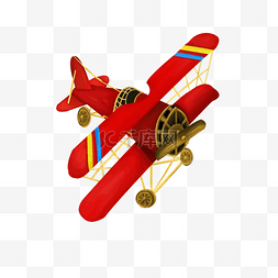 双翼红色飞机老式复古
