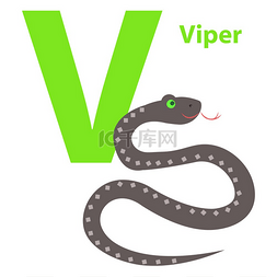 v卡通字母图片_大写字母 V 与毒蛇在字母表海报平