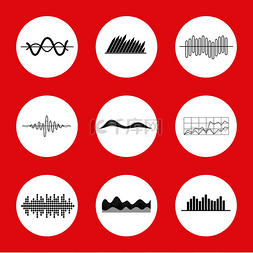 音乐波浪图片_图表、图形和均衡器界面图标，包