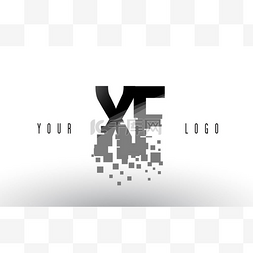 Xf X F 像素字母徽标与数字粉碎黑