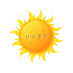 白色天气图标图片_太阳照亮温暖和热矢量孤立的太阳