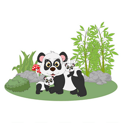 卡通大熊猫矢量图片_可爱的大熊猫，简单的矢量图解   