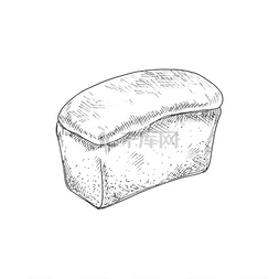 方形面包孤立的单色草图矢量糕点